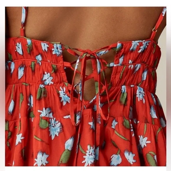 NWT J Crew Tiered Floral Red Brushed Daisy Print Maxi Dress Medium - Picture 2 of 6